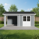 Domek ogrodowy + taras z drewna kompozytowego 28 mm jasnoszary 15 m² PREMIUM - Woodlife Garden