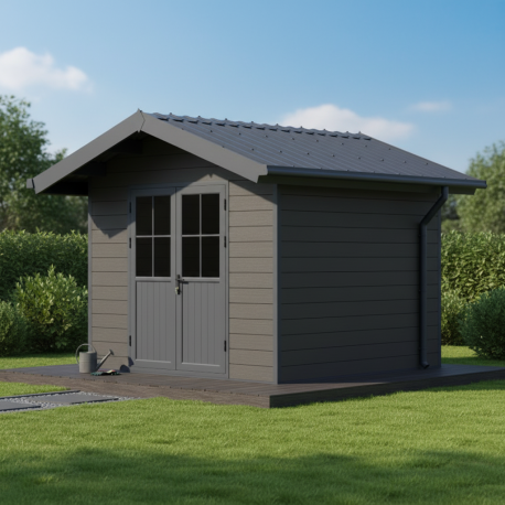 Domek ogrodowy z drewna kompozytowego 28mm ciemnoszary i antracytowy 279x279cm PREMIUM - Woodlife Garden