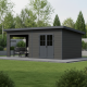Domek ogrodowy z drewna kompozytowego + taras 28mm antracytowy 16,8m² PREMIUM dach jednospadowy - Woodlife Garden