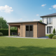 Domek ogrodowy z drewna kompozytowego + taras 28mm imitacja drewna 16,8m² PREMIUM dach jednospadowy - Woodlife Garden