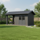 Domek ogrodowy z drewna kompozytowego + taras 28mm czarny 15m² PREMIUM - Woodlife Garden
