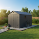 Domek ogrodowy z tworzywa sztucznego antracytowy 8,90 m² + podstawa - JOBU
