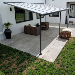 Pergola przyścienna regulowana 4x6,18m z aluminium w kolorze szaro-antracytowym - X-METAL