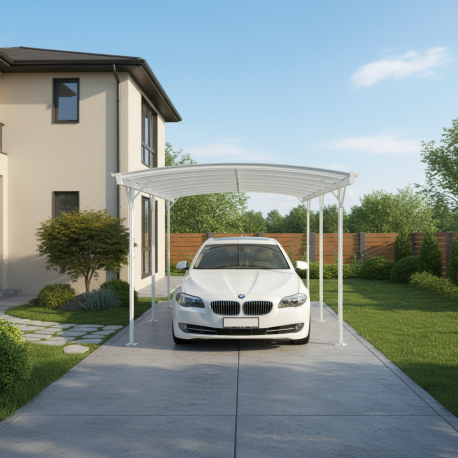 Wiata garażowa z aluminium i poliwęglanu 6mm biała 3x5,8m - X-METAL