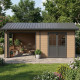 Domek ogrodowy + taras z drewna kompozytowego 28 mm o wyglądzie drewna 15 m² PREMIUM - Woodlife Garden