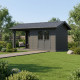 Domek ogrodowy z drewna kompozytowego + taras 28mm czarny 15m² PREMIUM - Woodlife Garden