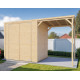 Domek ogrodowy Fineline 2 z nieobrobionego drewna 3,7x1,6m z tarasem - panele 18mm - Bertilo