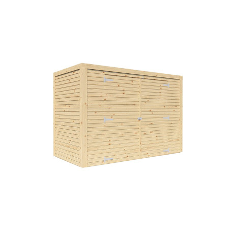 Wiata na rowery Fineline 1 z nieobrobionego drewna 2,1x1m - panele 18mm - Bertilo