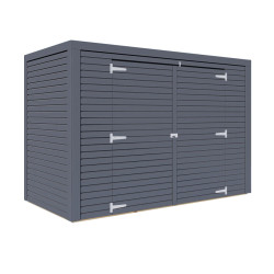 Wiata na rowery Fineline 1 z drewna w kolorze szarym antracytowym 2,1x1m - panele 18mm - Bertilo