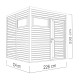 Domek ogrodowy Cubus 2 z nieobrobionego drewna 2,26x2,34m z podłogą - panele 19mm - Bertilo