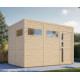 Domek ogrodowy Cubus 3 z nieobrobionego drewna 3,37x2,34m z podłogą - panele 19mm - Bertilo