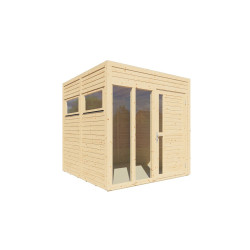 Biuro ogrodowe Cubus 2 z nieobrobionego drewna 2,26x2,34m z podłogą - panele 19mm - Bertilo