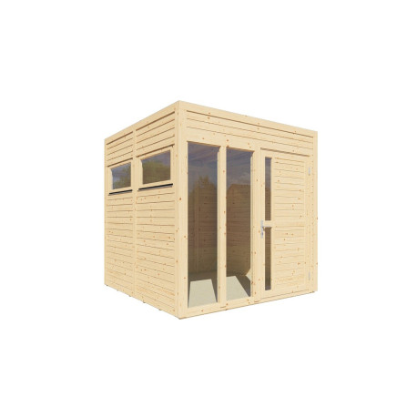 Biuro ogrodowe Cubus 2 z nieobrobionego drewna 2,26x2,34m z podłogą - panele 19mm - Bertilo