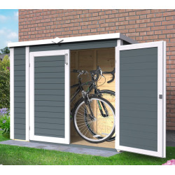 Szafa ogrodowa Multibox 3 z drewna w kolorze szarym antracytowym 2x0,8m z podłogą - panele 14mm - Bertilo