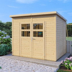 Domek ogrodowy Felix 2 z nieobrobionego drewna 2,4x1,8m z podłogą - panele 19mm - Bertilo