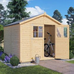 Domek ogrodowy Osterbek 4 z nieobrabianego drewna 2,45x2,4m z podłogą - panele 19mm - Bertilo