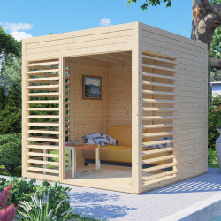 Altana ogrodowa Pool House 1 z nieobrobionego drewna 2,26x2,34m z podłogą - panele 19mm - Bertilo