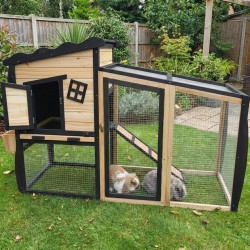 Zewnętrzna klatka dla królików z drewna FSC 153x64,5x103,5cm - Shelty Pet