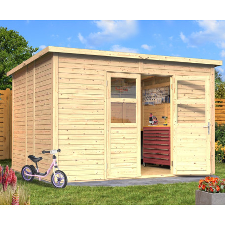 Domek ogrodowy Baltrum 2 z nieobrabianego drewna 3,37x2,9m - panele 19mm - Bertilo