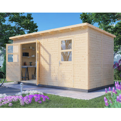 Domek ogrodowy Laisholm 2 z nieobrobionego drewna 4,47x2,34m z podłogą - panele 19mm - Bertilo