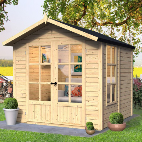 Domek ogrodowy Melrose z nieobrabianego drewna 2x2,1m z podłogą - panele 19mm - Bertilo
