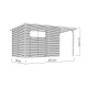 Domek ogrodowy Pent Modern Plus z nieobrabianego drewna 4,7x2m z tarasem - panele 18mm - Bertilo