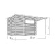 Domek ogrodowy Pent Modern Plus z nieobrabianego drewna 4,7x2m z tarasem - panele 18mm - Bertilo