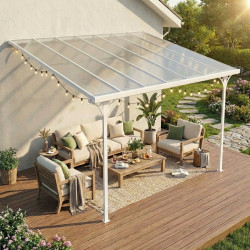 Pergola przyścienna regulowana 3,05x4,36m z aluminium w kolorze białym - X-METAL