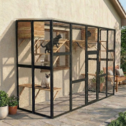Zewnętrzny wybieg catio dla kotów z drewna FSC 300x95x188cm - Shelty Pet