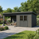 Domek ogrodowy z drewna kompozytowego + taras 28mm antracytowy 16,8m² PREMIUM dach jednospadowy - Woodlife Garden