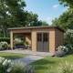 Domek ogrodowy z drewna kompozytowego + taras 28mm imitacja drewna 16,8m² PREMIUM dach jednospadowy - Woodlife Garden