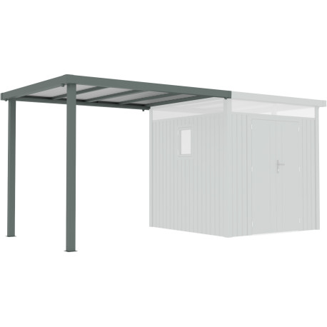 Ocynkowana wiata stalowa w kolorze szałwiowym 275x230cm do domku KOSTO 5,29m² lub 6,76m² - X-METAL