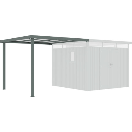 Ocynkowana wiata stalowa w kolorze szałwiowym 275x294cm do domku KOSTO 8,64m² - X-METAL