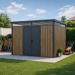 Domek ogrodowy z ocynkowanej stali 0,4mm Woodsteel 3x3m + zestaw kotwiący - X-METAL