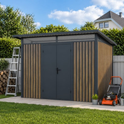 Domek ogrodowy z ocynkowanej stali 0,4mm Woodsteel 3x2,1m dach jednospadowy + zestaw kotwiący - X-METAL
