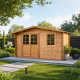 Domek ogrodowy z litego drewna w kolorze brązowym TOP 4x3m - panele 28mm - Gardy Shelter