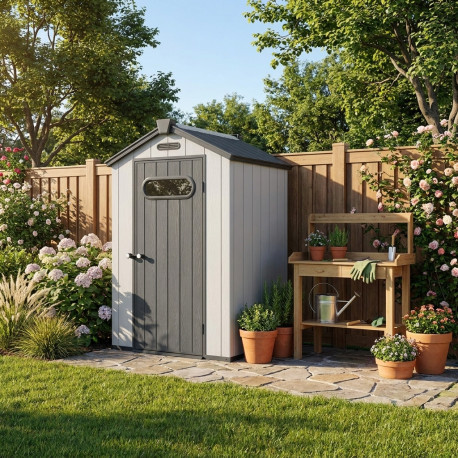 Domek ogrodowy z tworzywa sztucznego DOCKER 1,24 m² świetlik + podłoga - Jobu
