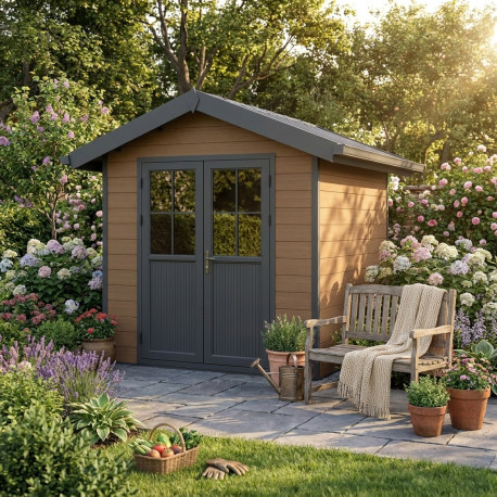 Domek ogrodowy z drewna kompozytowego w kolorze brązowym 234x204 cm PREMIUM - Woodlife Garden