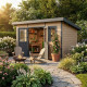 Domek z drewna kompozytowego 28 mm postarzane drewno 386x292cm z dachem jednospadowym PREMIUM - Woodlife Garden