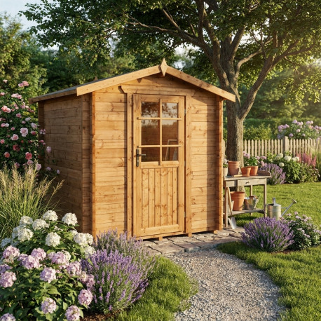 Domek ogrodowy z litego drewna w kolorze brązowym TOP 2x2m - panele 28mm - Gardy Shelter