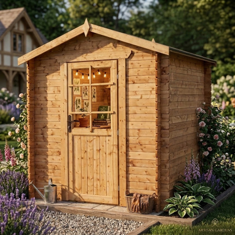 Domek ogrodowy z litego drewna w kolorze brązowym TOP 2x2m - panele 19mm - Gardy Shelter