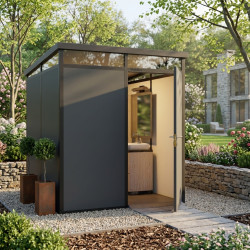 Domek ogrodowy modułowy 2x2 m antracytowy + podstawa - Everbox