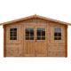 Domek ogrodowy z litego drewna w kolorze brązowym TOP 4x4m - panele 44mm - Gardy Shelter