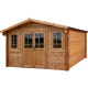 Domek ogrodowy z litego drewna w kolorze brązowym TOP 4x4m - panele 44mm - Gardy Shelter