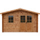 Domek ogrodowy z litego drewna w kolorze brązowym TOP 4x3m - panele 44mm - Gardy Shelter