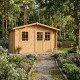 Domek ogrodowy z litego drewna w kolorze brązowym TOP 4x3m - panele 44mm - Gardy Shelter