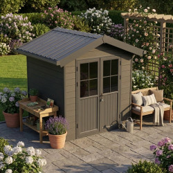 Domek ogrodowy z drewna kompozytowego 28mm ciemnoszary i antracytowy 234x204cm PREMIUM - Woodlife Garden