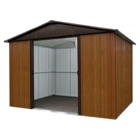 Metalowy domek narzędziowy 2,85x3,87m brązowy + zestaw kotw mocujących - YARDMASTER
