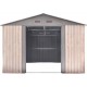 Metalowy domek narzędziowy WoodTouch 2,9x4,4 m beżowy - imitacja drewna + zestaw kotw X-METAL