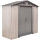 Metalowy domek narzędziowy WoodTouch 1,8x1,2 m beżowy - imitacja drewna + zestaw kotw X-METAL